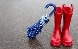 rain boots and an umbrella