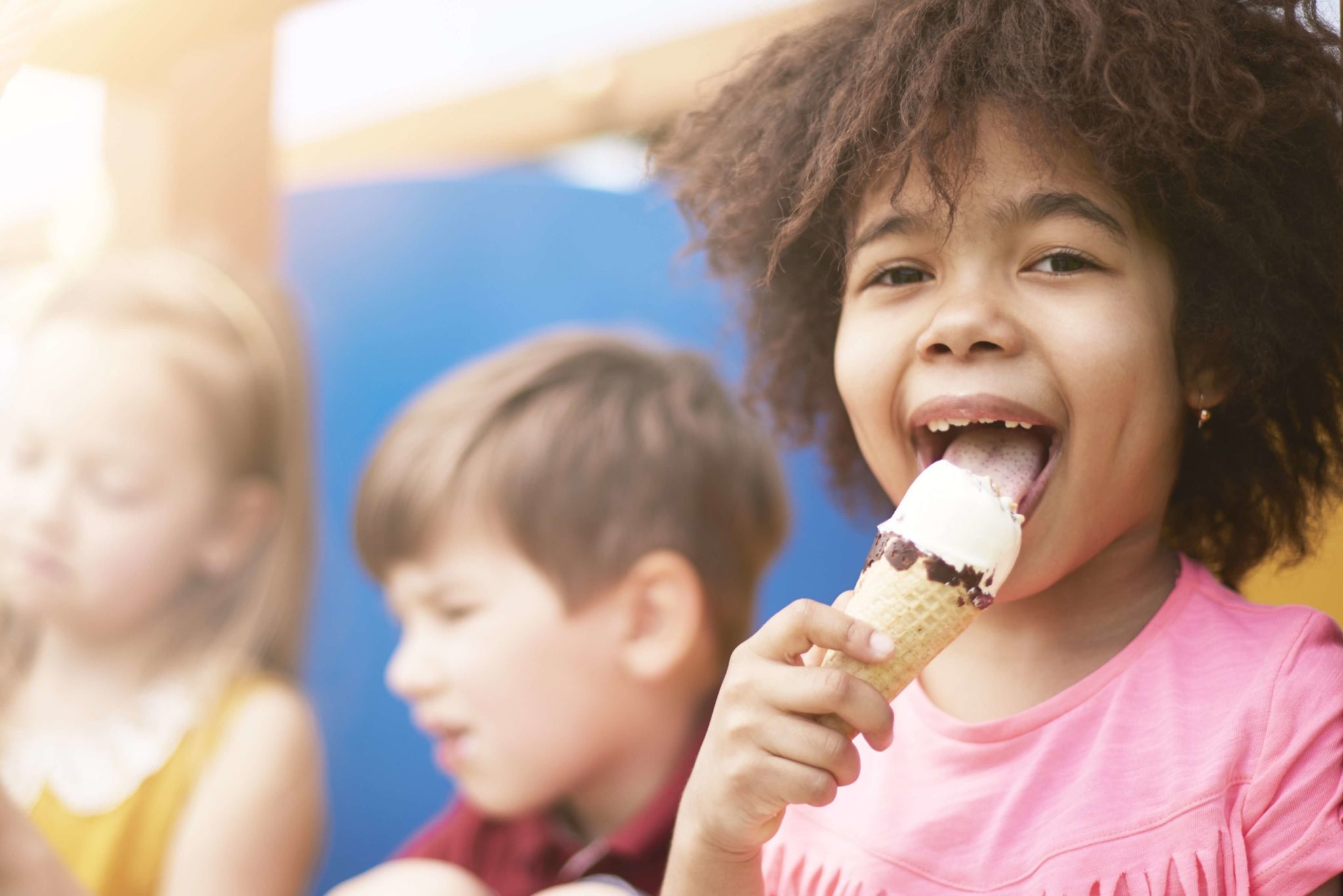 A little girl eating ice cream in Broken Bow, OK.