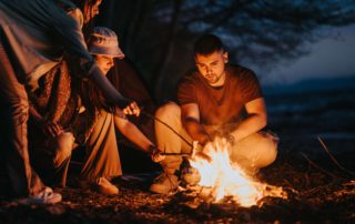 A family playing Campfire Games.