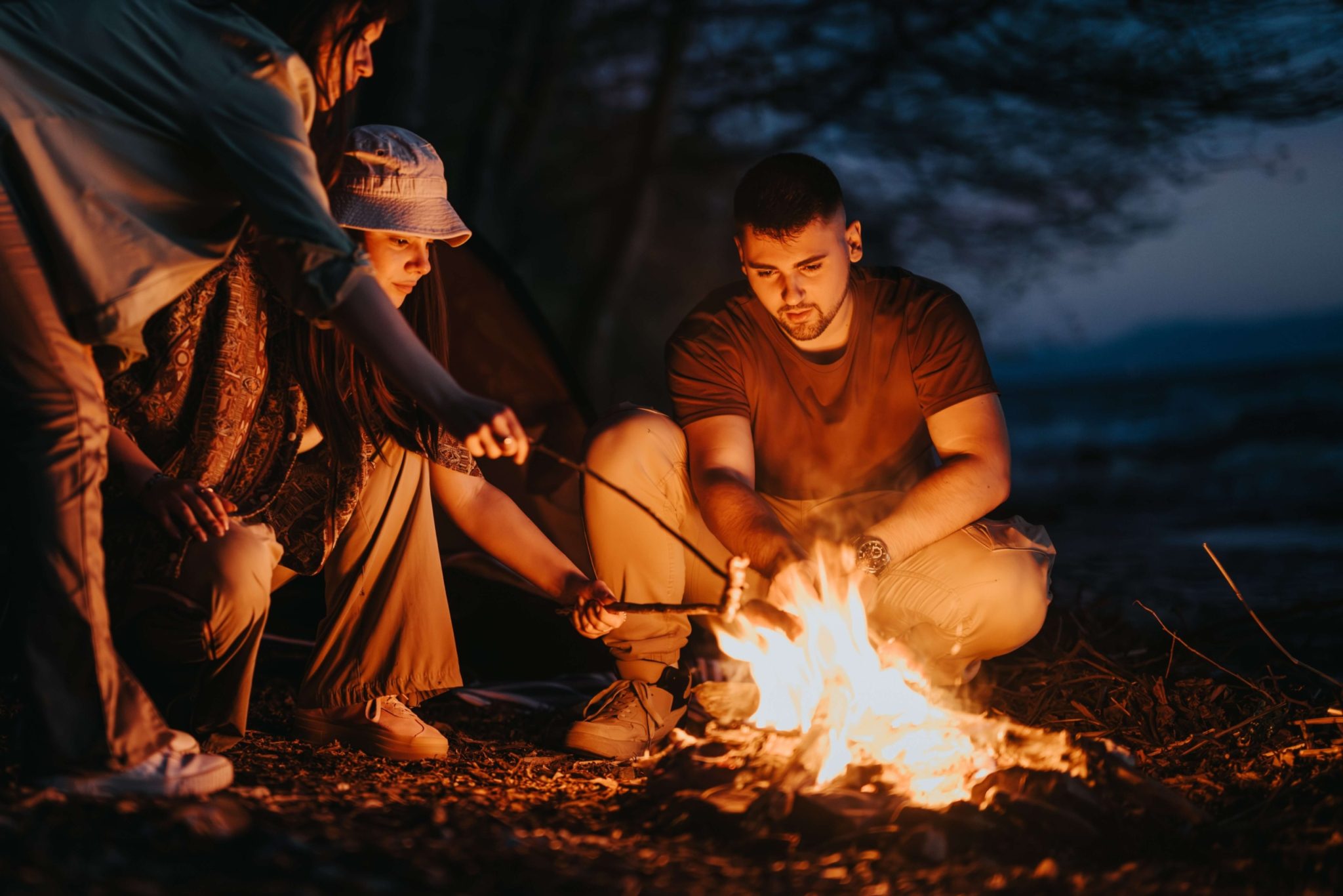 A family playing Campfire Games.